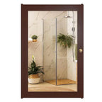 Rectangular Wooden Bathroom Cabinet Mirror with 3 Spacious Shelves with Solid Brown Finish - Decor Mantra 