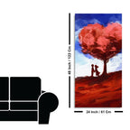 Red Love Heart Tree with Couple Premium Canvas Wall Painting DECORMANTRA