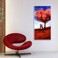 Red Love Heart Tree with Couple Premium Canvas Wall Painting DECORMANTRA
