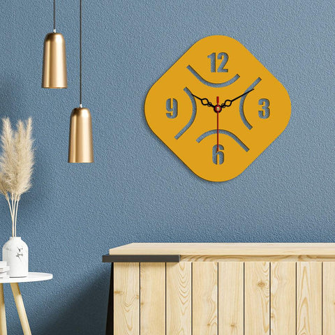 Rhombus Shape Designer Wooden Wall Clock - Decor Mantra 