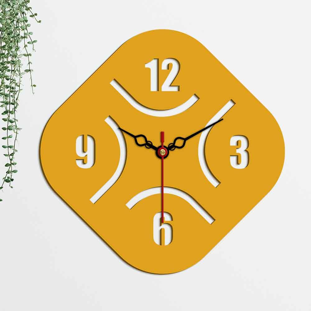Rhombus Shape Designer Wooden Wall Clock - Decor Mantra 