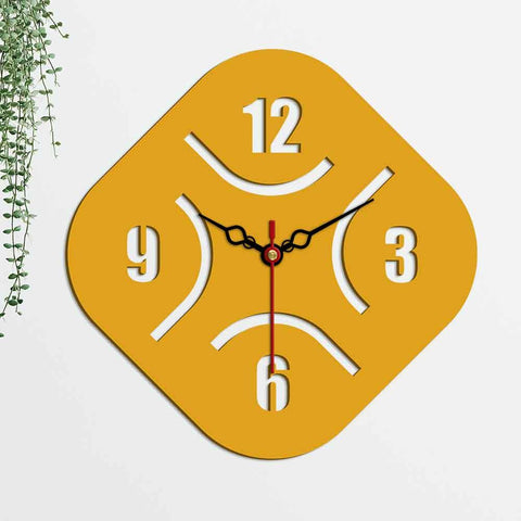 Rhombus Shape Designer Wooden Wall Clock - Decor Mantra 