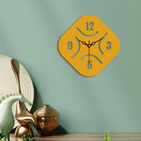 Rhombus Shape Designer Wooden Wall Clock - Decor Mantra 