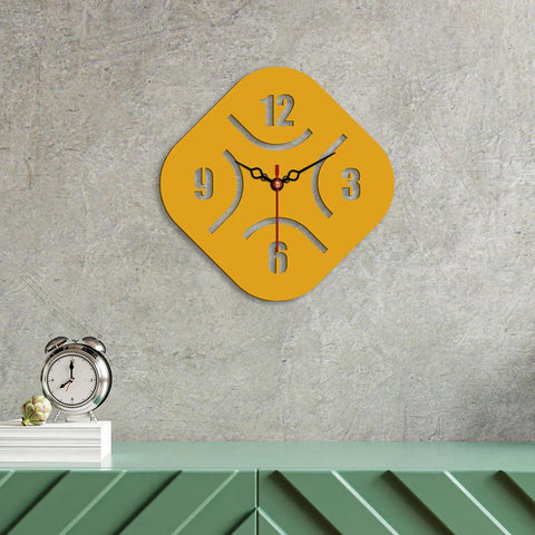 Rhombus Shape Designer Wooden Wall Clock - Decor Mantra 