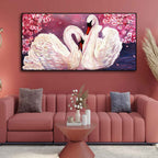 Romantic Couple of Swans Canvas Wall Painting DECORMANTRA