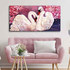 Romantic Couple of Swans Canvas Wall Painting DECORMANTRA