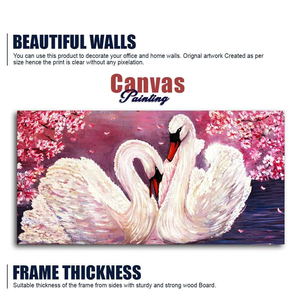 Romantic Couple of Swans Canvas Wall Painting DECORMANTRA