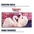 Romantic Couple of Swans Canvas Wall Painting DECORMANTRA