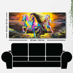 Running Horses Abstract Art Premium Canvas Wall Painting DECORMANTRA
