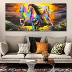 Running Horses Abstract Art Premium Canvas Wall Painting DECORMANTRA