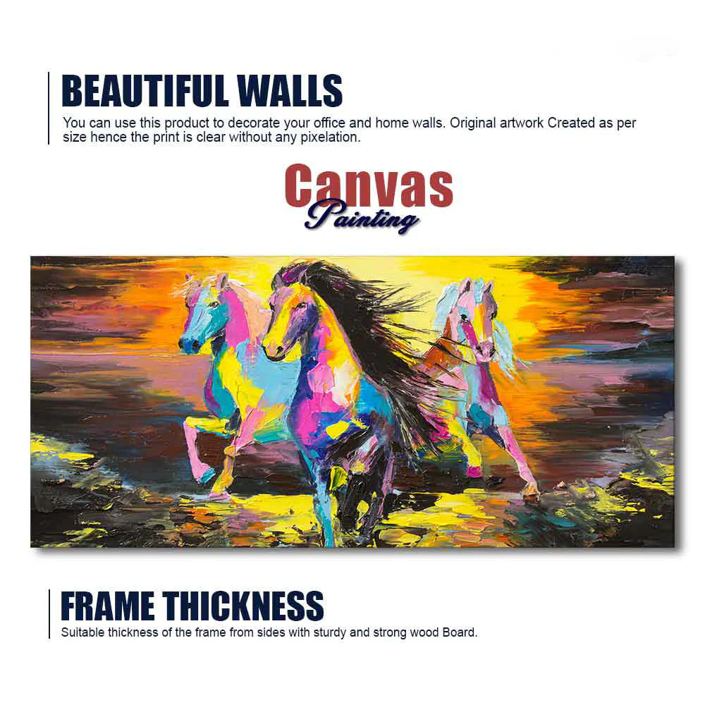 Running Horses Abstract Art Premium Canvas Wall Painting DECORMANTRA