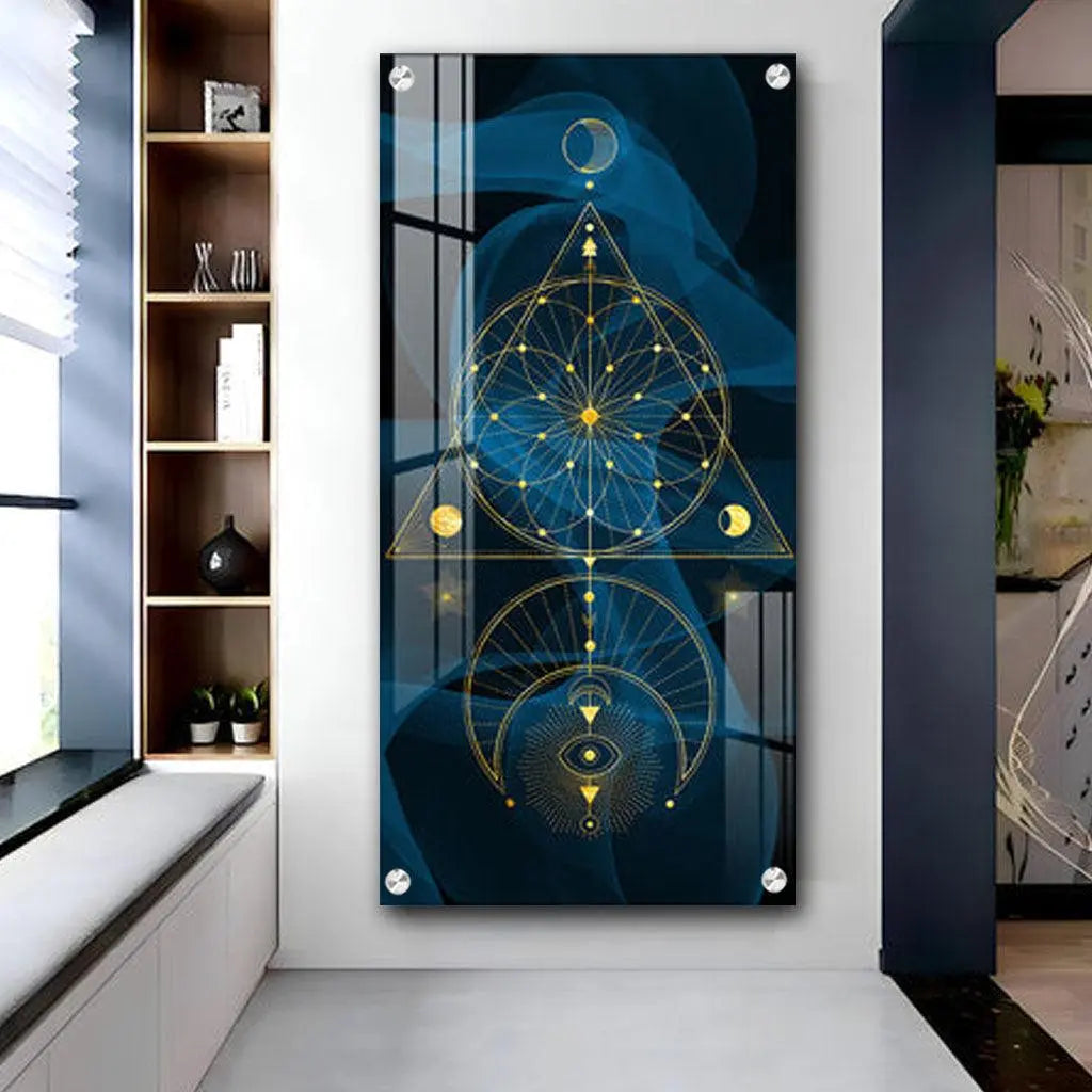 Vertical Acrylic Wall Art with Modern Minimalist Geometric Design - Decor Mantra 