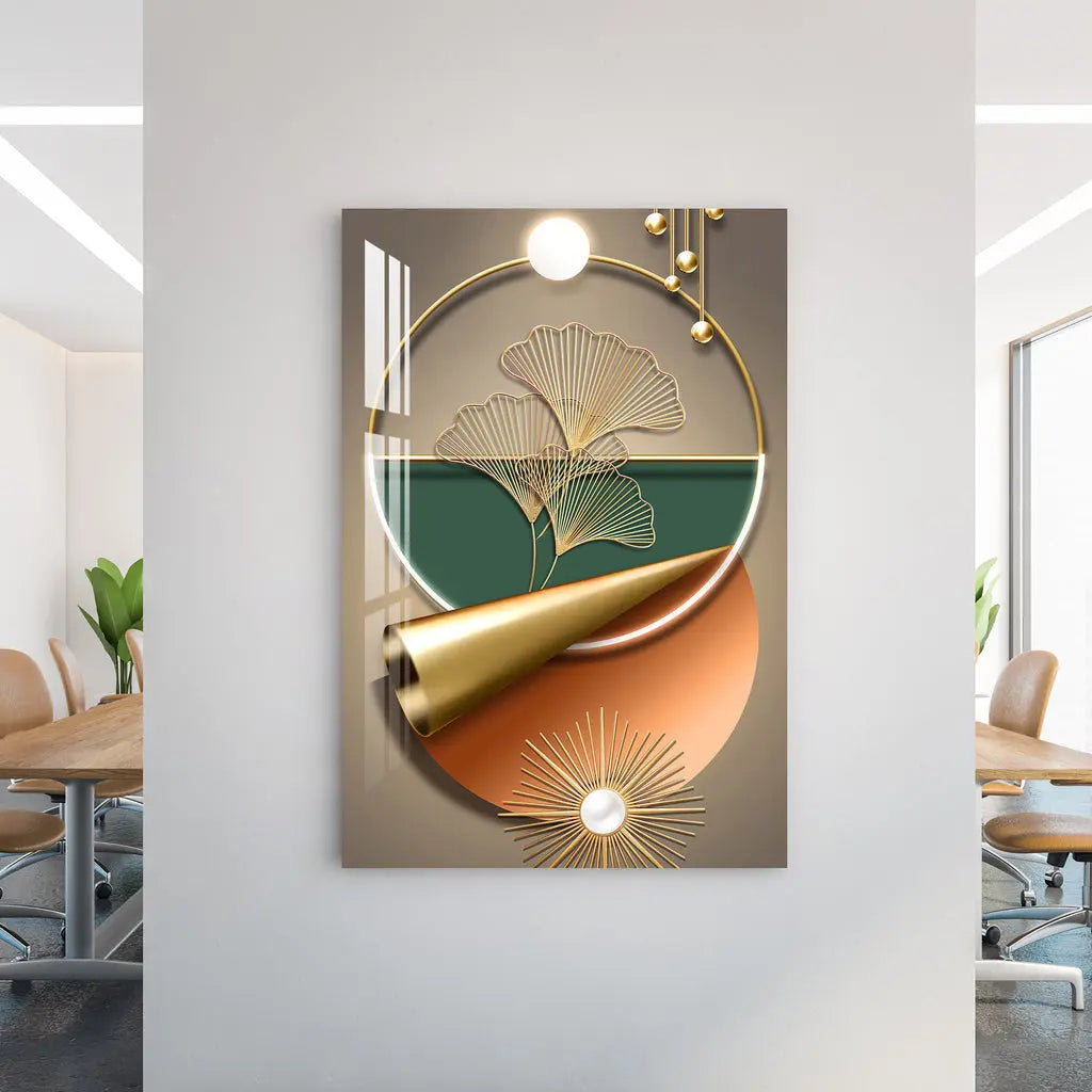 Luxury Golden Strands Acrylic Wall Art DECORMANTRA