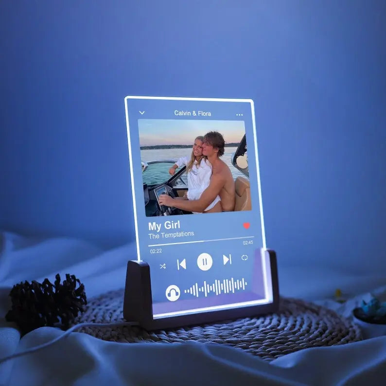 Personalized Photo Night Light Plaque, Custom Couple Song Music Plaque, Custom Nightlight, Music Lover Gift, Mother's Day Gift, Gift for Mom - Harshita Craft