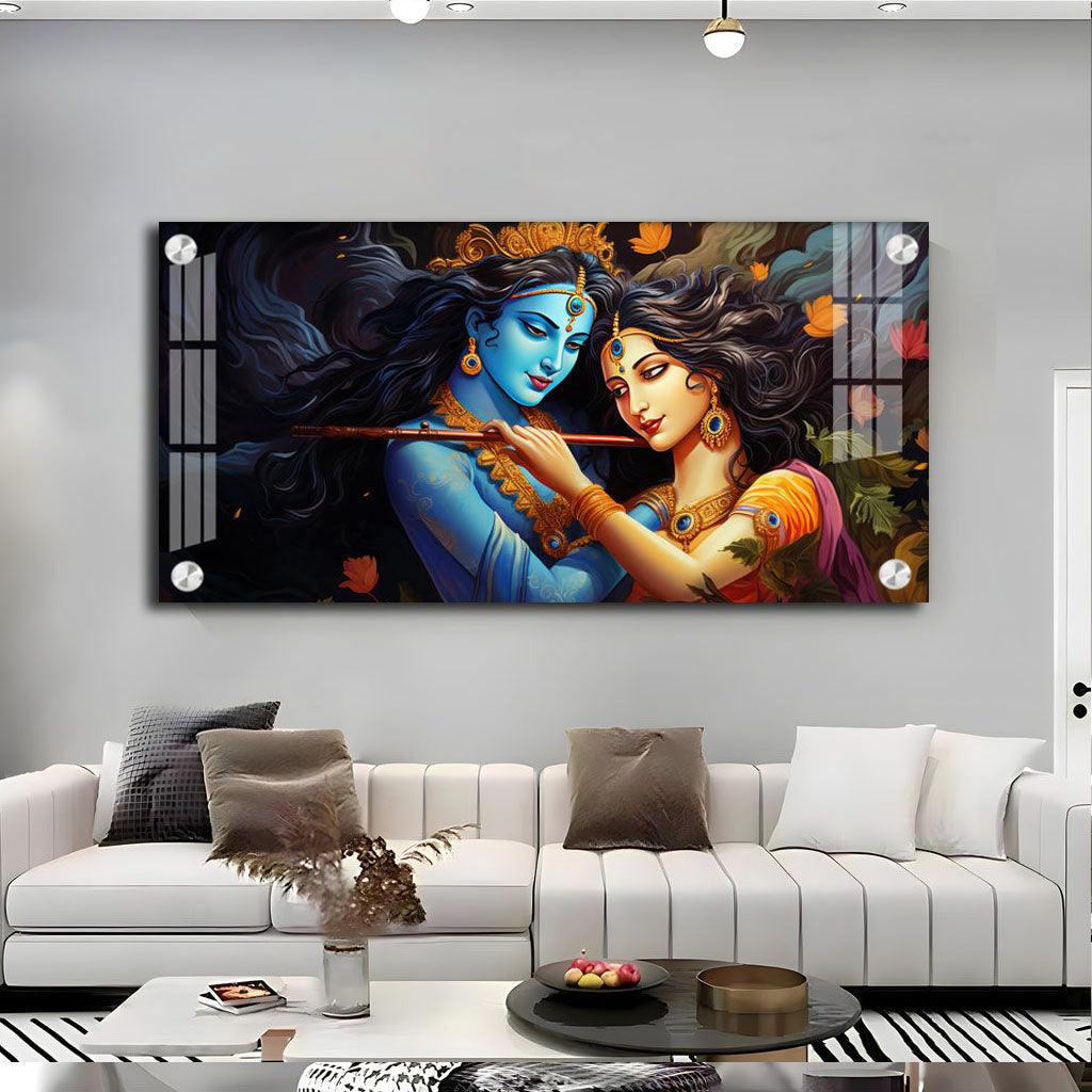 Radha Krishna's Unique Love Luxurious Acrylic Horizontal Wall Art - Decor Mantra 