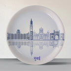 Urban Dreamscapes: Cityscape Mumbai Artistry porcelain plate - Harshita Craft