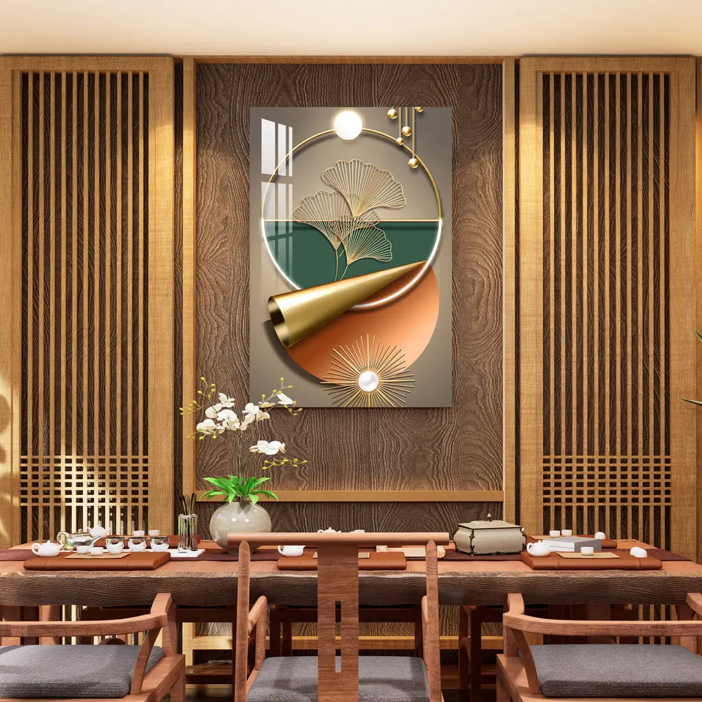 Luxury Golden Strands Acrylic Wall Art DECORMANTRA