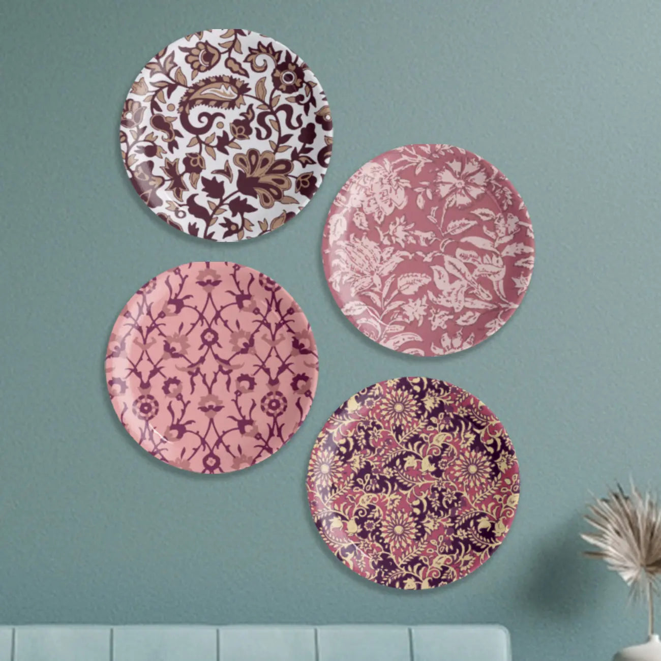 Ethnic Floral Theme Wall Plate - Harshita Craft