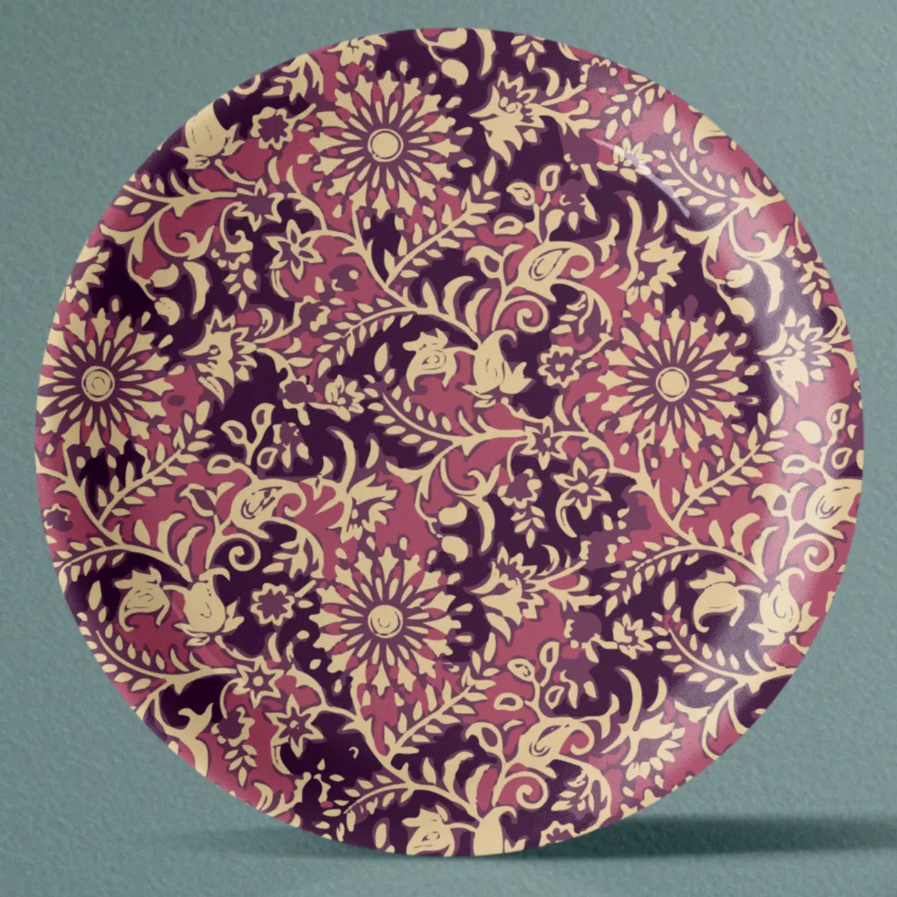 Ethnic Floral Theme Wall Plate - Harshita Craft