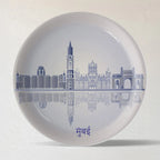 Urban Dreamscapes: Cityscape Mumbai Artistry porcelain plate - Harshita Craft