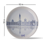 Urban Dreamscapes: Cityscape Mumbai Artistry porcelain plate - Harshita Craft