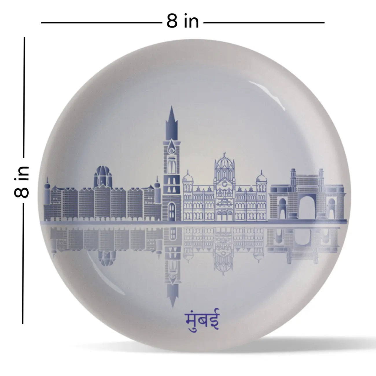 Urban Dreamscapes: Cityscape Mumbai Artistry porcelain plate - Harshita Craft