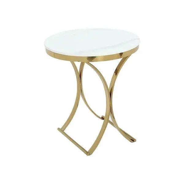Premium Golden Iron White Round Marble Table - Decor Mantra 