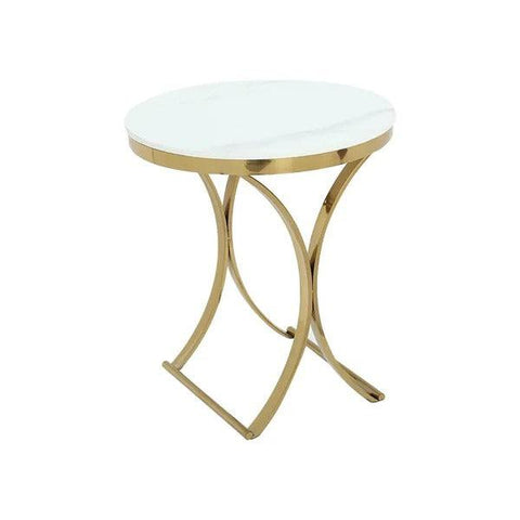 Premium Golden Iron White Round Marble Table - Decor Mantra 