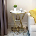 Premium Unique Natural Marble Designer Metal Side Table - Decor Mantra 