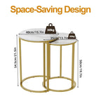 Round Marble Table Set of 2 with Iron Stands - Decor Mantra 