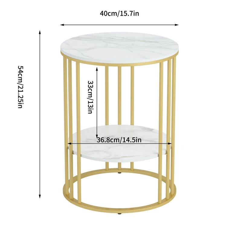 Double Layer Marble Side Table with Sturdy Iron Stand - Decor Mantra 