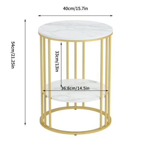 Double Layer Marble Side Table with Sturdy Iron Stand - Decor Mantra 