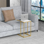 White Marble C-Shaped Designer Side Table - Decor Mantra 