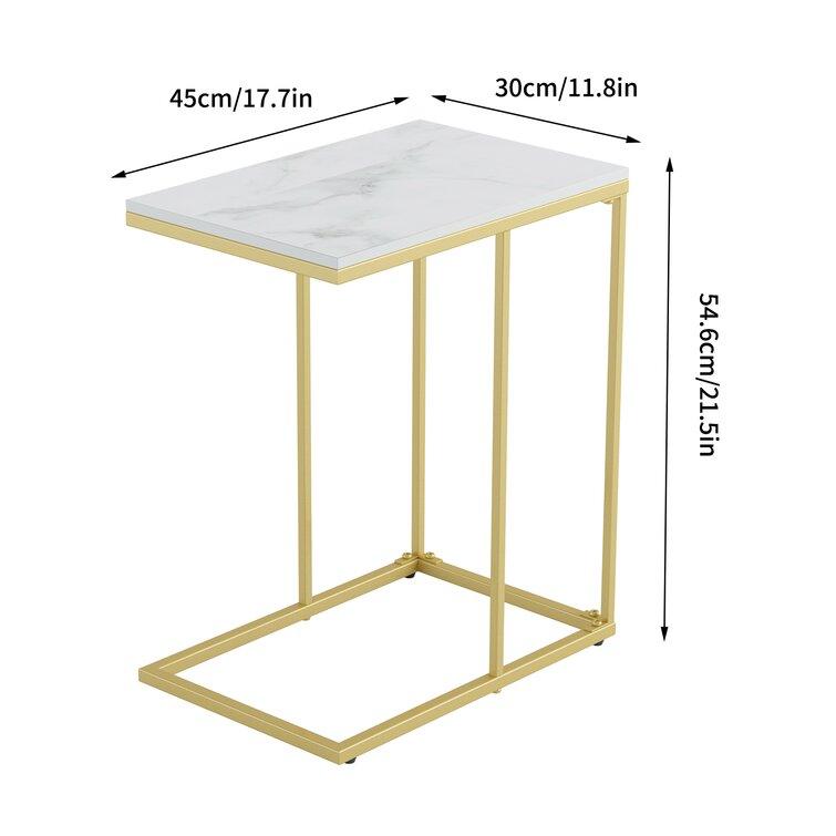 White Marble C-Shaped Designer Side Table - Decor Mantra 