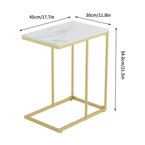 White Marble C-Shaped Designer Side Table - Decor Mantra 