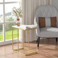 White Marble C-Shaped Designer Side Table - Decor Mantra 