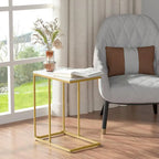 White Marble C-Shaped Designer Side Table - Decor Mantra 