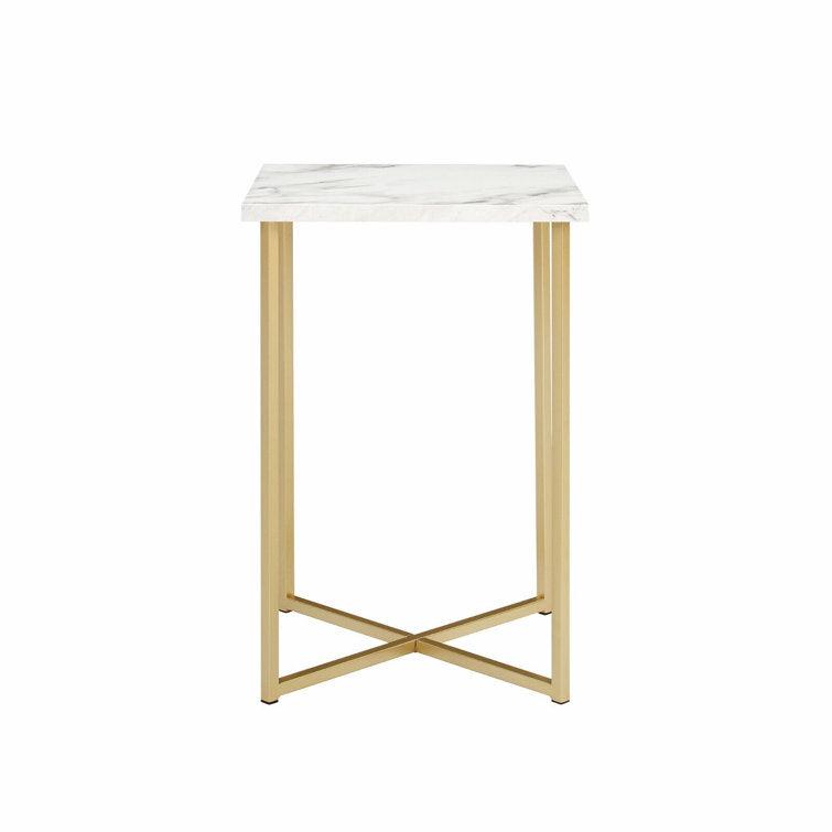 White Marble C-Shaped Side Table - Decor Mantra 