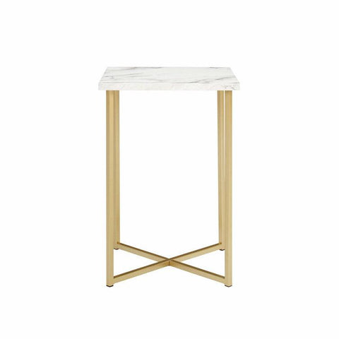White Marble C-Shaped Side Table - Decor Mantra 