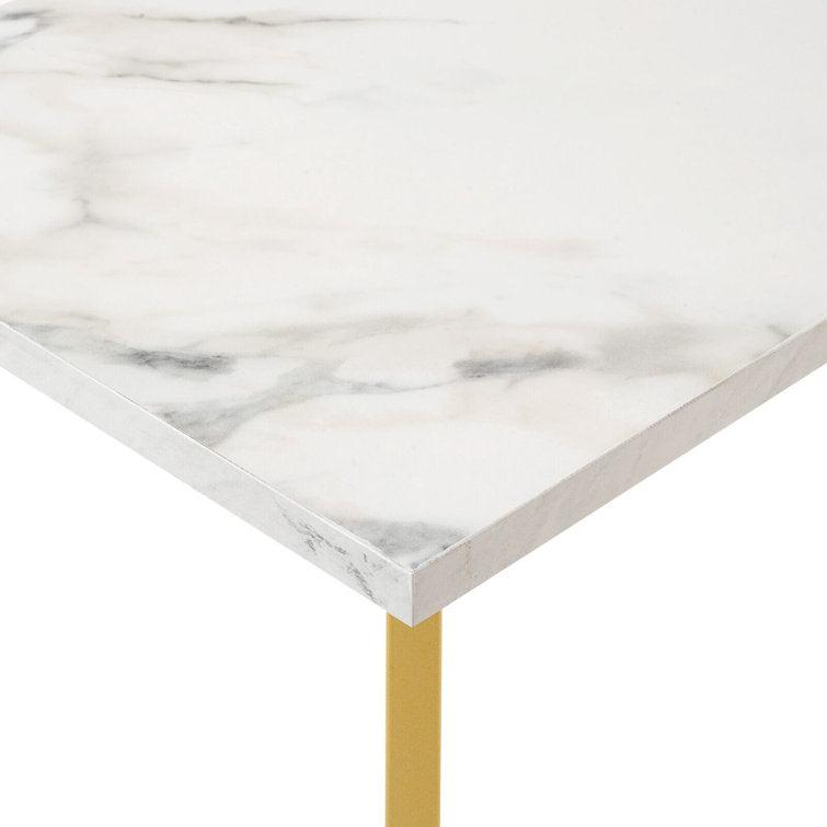 White Marble C-Shaped Side Table - Decor Mantra 