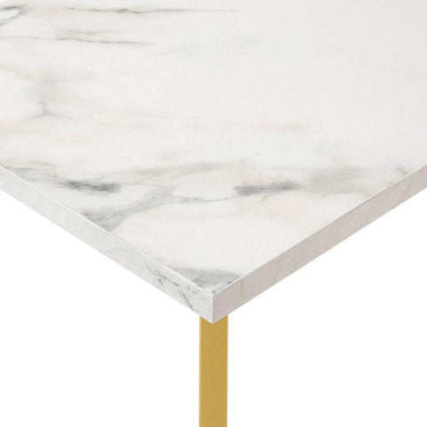White Marble C-Shaped Side Table - Decor Mantra 