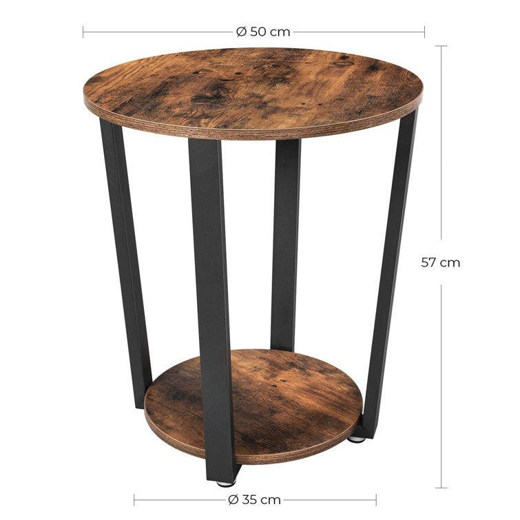Wooden Textured Side Table with Enchanting Metallic Touch - Decor Mantra 
