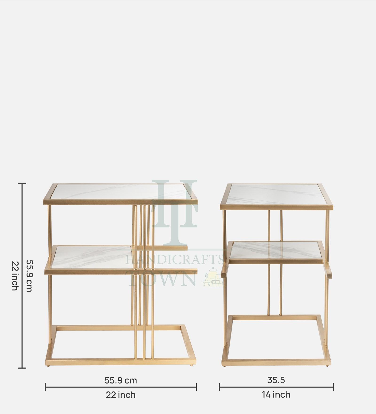 Metal Bedside Table (Gold) - Decor Mantra 