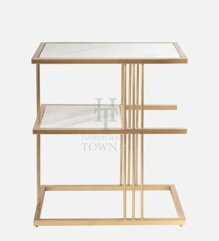 Metal Bedside Table (Gold) - Decor Mantra 