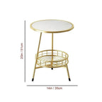 White Marble Round End Table with Iron Stand - Decor Mantra 