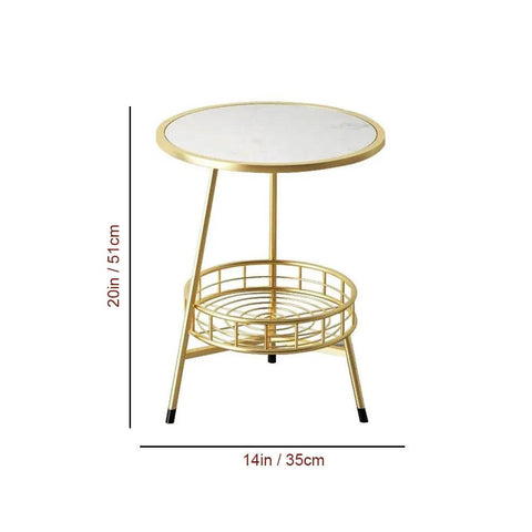 White Marble Round End Table with Iron Stand - Decor Mantra 