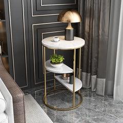 Elegant Gold and Marble Three-Tier End Table - Decor Mantra 
