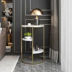 Elegant Gold and Marble Three-Tier End Table - Decor Mantra 