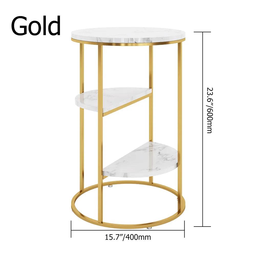 Elegant Gold and Marble Three-Tier End Table - Decor Mantra 