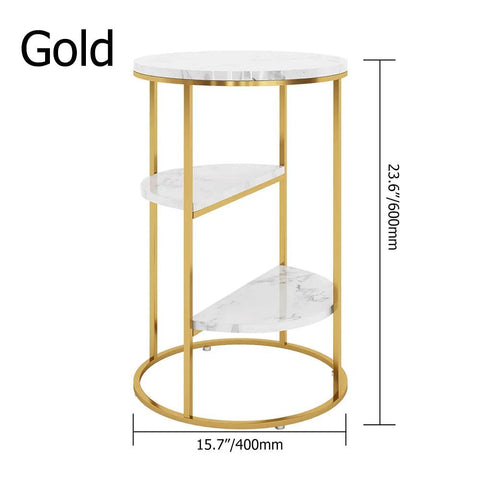 Elegant Gold and Marble Three-Tier End Table - Decor Mantra 